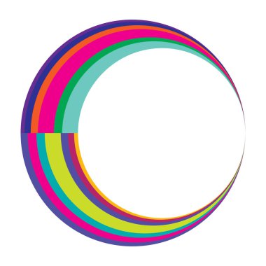 Soyut daire grafiği. Geometrik daire, halka tasarım elementi. Dairesel, eşmerkezli açısal şekil simgesi, sembol