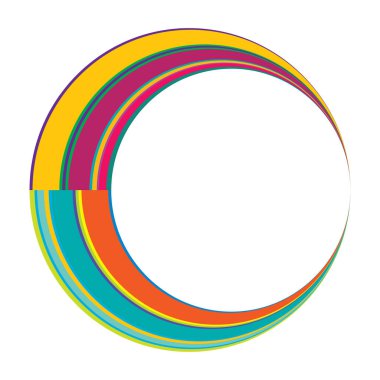 Soyut daire grafiği. Geometrik daire, halka tasarım elementi. Dairesel, eşmerkezli açısal şekil simgesi, sembol