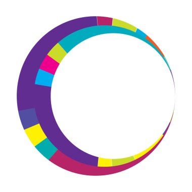 Soyut daire grafiği. Geometrik daire, halka tasarım elementi. Dairesel, eşmerkezli açısal şekil simgesi, sembol