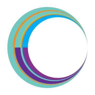 Soyut daire grafiği. Geometrik daire, halka tasarım elementi. Dairesel, eşmerkezli açısal şekil simgesi, sembol