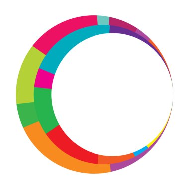 Soyut daire grafiği. Geometrik daire, halka tasarım elementi. Dairesel, eşmerkezli açısal şekil simgesi, sembol