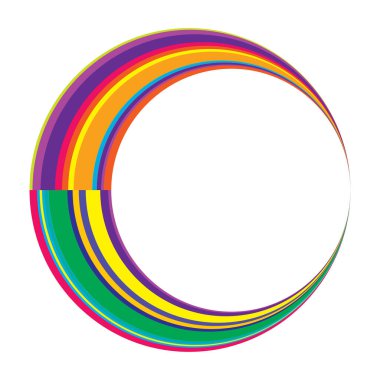 Soyut daire grafiği. Geometrik daire, halka tasarım elementi. Dairesel, eşmerkezli açısal şekil simgesi, sembol