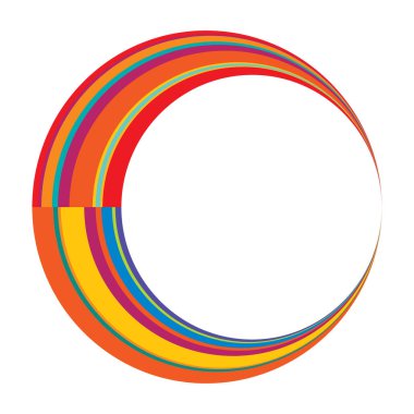 Soyut daire grafiği. Geometrik daire, halka tasarım elementi. Dairesel, eşmerkezli açısal şekil simgesi, sembol