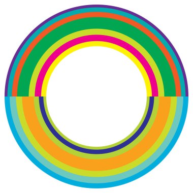 Soyut daire grafiği. Geometrik daire, halka tasarım elementi. Dairesel, eşmerkezli açısal şekil simgesi, sembol