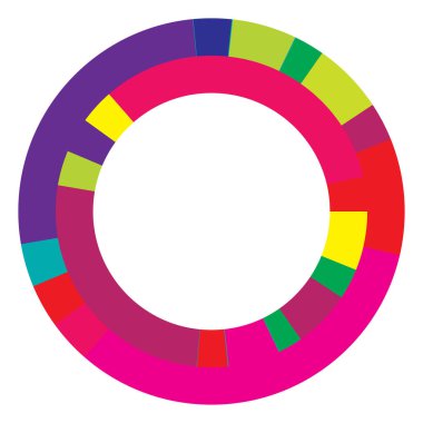 Soyut daire grafiği. Geometrik daire, halka tasarım elementi. Dairesel, eşmerkezli açısal şekil simgesi, sembol