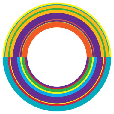 Soyut daire grafiği. Geometrik daire, halka tasarım elementi. Dairesel, eşmerkezli açısal şekil simgesi, sembol