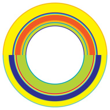 Soyut daire grafiği. Geometrik daire, halka tasarım elementi. Dairesel, eşmerkezli açısal şekil simgesi, sembol