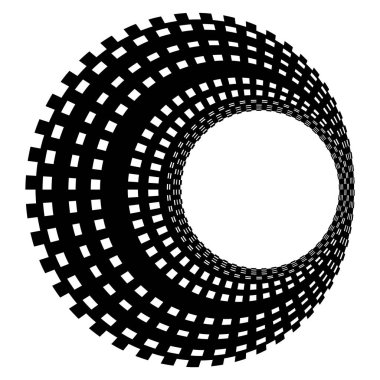 Soyut daire grafiği. Geometrik daire, halka tasarım elementi. Dairesel, eşmerkezli açısal şekil simgesi, sembol