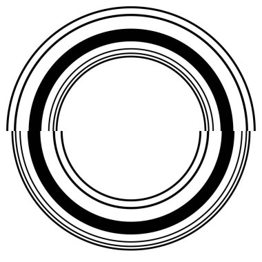 Soyut daire grafiği. Geometrik daire, halka tasarım elementi. Dairesel, eşmerkezli açısal şekil simgesi, sembol
