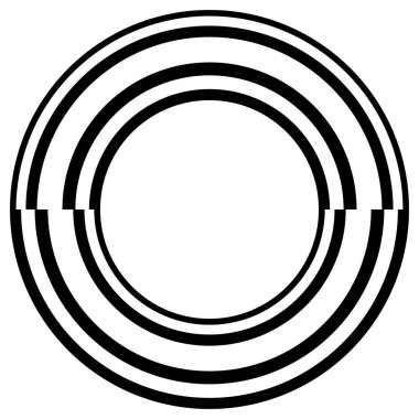Soyut daire grafiği. Geometrik daire, halka tasarım elementi. Dairesel, eşmerkezli açısal şekil simgesi, sembol