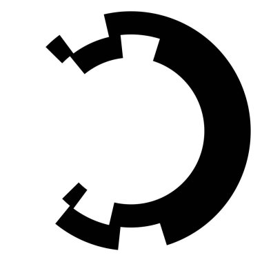 Soyut daire grafiği. Geometrik daire, halka tasarım elementi. Dairesel, eşmerkezli açısal şekil simgesi, sembol