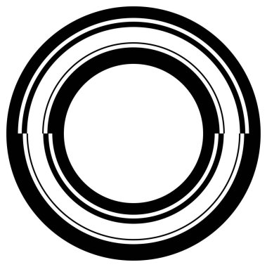 Soyut daire grafiği. Geometrik daire, halka tasarım elementi. Dairesel, eşmerkezli açısal şekil simgesi, sembol
