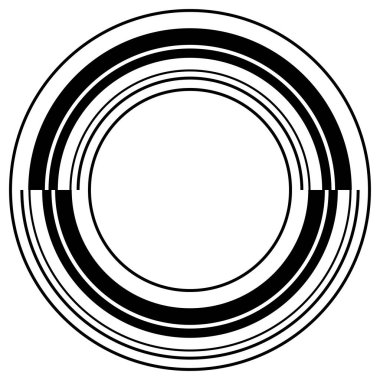 Soyut daire grafiği. Geometrik daire, halka tasarım elementi. Dairesel, eşmerkezli açısal şekil simgesi, sembol