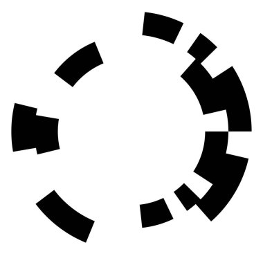 Soyut daire grafiği. Geometrik daire, halka tasarım elementi. Dairesel, eşmerkezli açısal şekil simgesi, sembol