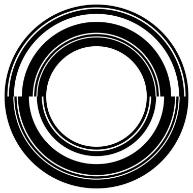 Soyut daire grafiği. Geometrik daire, halka tasarım elementi. Dairesel, eşmerkezli açısal şekil simgesi, sembol