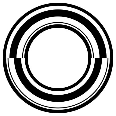 Soyut daire grafiği. Geometrik daire, halka tasarım elementi. Dairesel, eşmerkezli açısal şekil simgesi, sembol