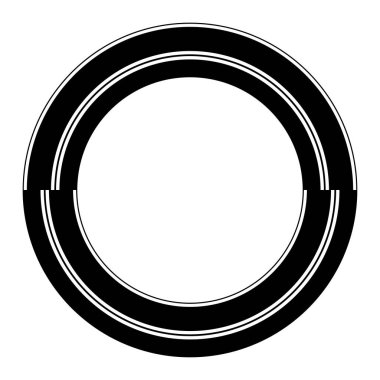 Soyut daire grafiği. Geometrik daire, halka tasarım elementi. Dairesel, eşmerkezli açısal şekil simgesi, sembol