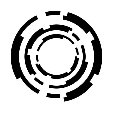 Soyut daire grafiği. Geometrik daire, halka tasarım elementi. Dairesel, eşmerkezli açısal şekil simgesi, sembol