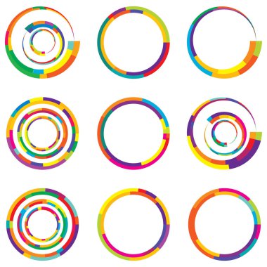 Soyut daire grafiği. Geometrik daire, halka tasarım elementi. Dairesel, eşmerkezli açısal şekil simgesi, sembol