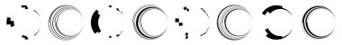Soyut daire grafiği seti. Geometrik daire, halka tasarım elementi. Dairesel, eşmerkezli açısal şekil simgesi, sembol - stok vektör çizimi, klip- sanat grafikleri
