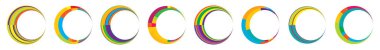 Soyut daire grafiği seti. Geometrik daire, halka tasarım elementi. Dairesel, eşmerkezli açısal şekil simgesi, sembol - stok vektör çizimi, klip- sanat grafikleri