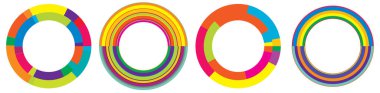 Soyut daire grafiği seti. Geometrik daire, halka tasarım elementi. Dairesel, eşmerkezli açısal şekil simgesi, sembol - stok vektör çizimi, klip- sanat grafikleri