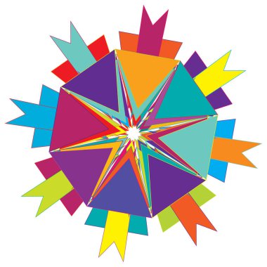 Renkli geometrik soyut simge, sembol motifi ve mandala - stok vektör çizimi, klip- sanat grafikleri