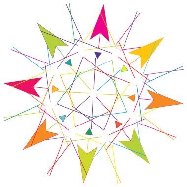 Renkli geometrik soyut simge, sembol motifi ve mandala - stok vektör çizimi, klip- sanat grafikleri