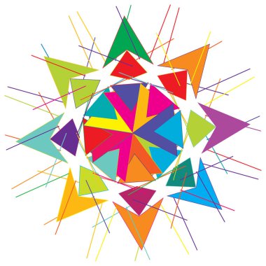 Renkli geometrik soyut simge, sembol motifi ve mandala - stok vektör çizimi, klip- sanat grafikleri