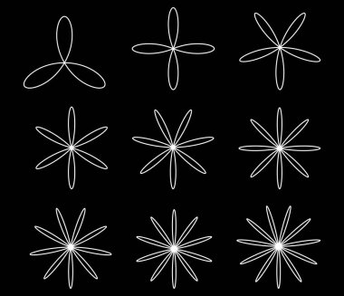 Basit çiçek şekilleri, taç yaprakları silueti - stok vektör illüstrasyonu, klip- sanat grafikleri