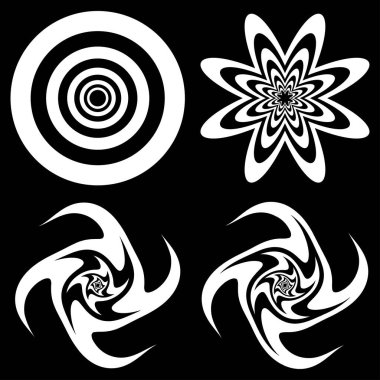 Soyut op-art elementler. Optik, görsel sanat şekilleri, simgeler, semboller - stok vektör illüstrasyonu, klip- sanat grafikleri