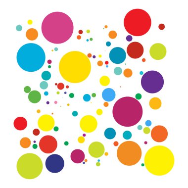 Renkli rastgele, dağınık daireler, noktalar. Dağınık benekler, benekler.