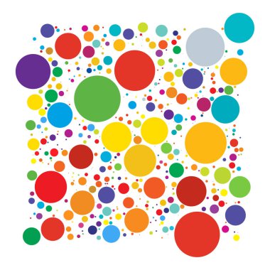 Renkli rastgele, dağınık daireler, noktalar. Dağınık benekler, benekler.