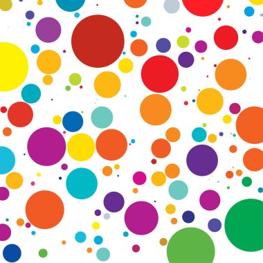 Renkli rastgele, dağınık daireler, noktalar. Dağınık benekler, benekler.