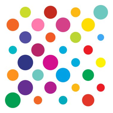 Renkli rastgele, dağınık daireler, noktalar. Dağınık benekler, benekler.