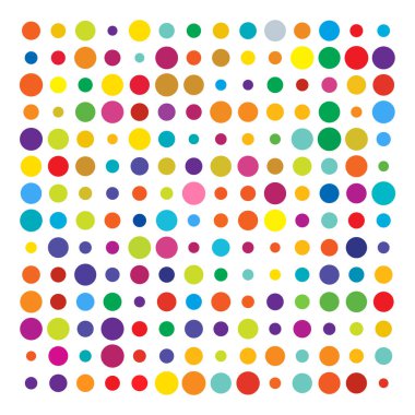 Renkli rastgele, dağınık daireler, noktalar. Dağınık benekler, benekler.