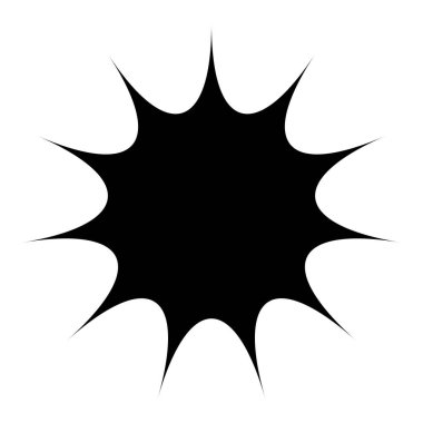 Siyah radyal yıldız patlaması, güneş patlaması benzeri element, tasarım şekli vektörü