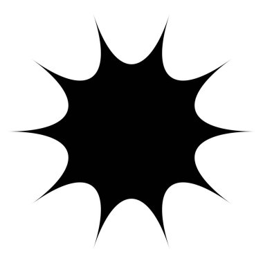 Siyah radyal yıldız patlaması, güneş patlaması benzeri element, tasarım şekli vektörü