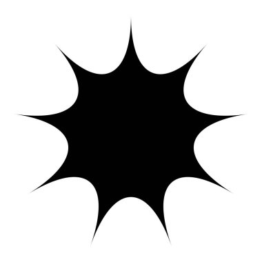 Siyah radyal yıldız patlaması, güneş patlaması benzeri element, tasarım şekli vektörü
