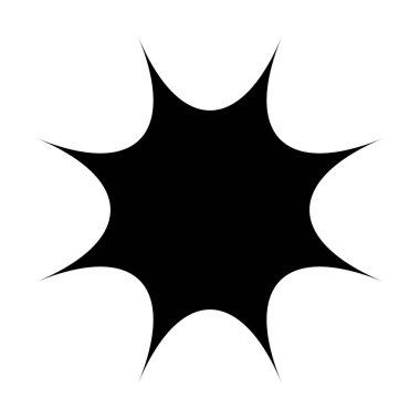Siyah radyal yıldız patlaması, güneş patlaması benzeri element, tasarım şekli vektörü
