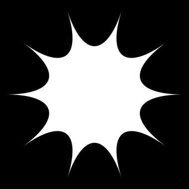 Siyah radyal yıldız patlaması, güneş patlaması benzeri element, tasarım şekli vektörü