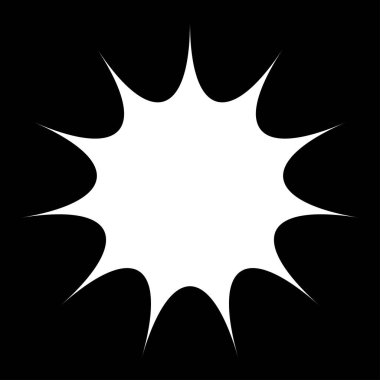 Siyah radyal yıldız patlaması, güneş patlaması benzeri element, tasarım şekli vektörü