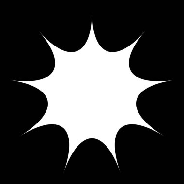 Siyah radyal yıldız patlaması, güneş patlaması benzeri element, tasarım şekli vektörü