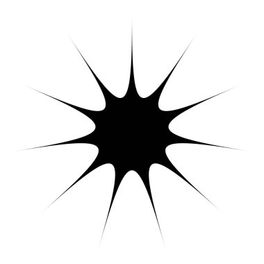 Siyah radyal yıldız patlaması, güneş patlaması benzeri element, tasarım şekli vektörü