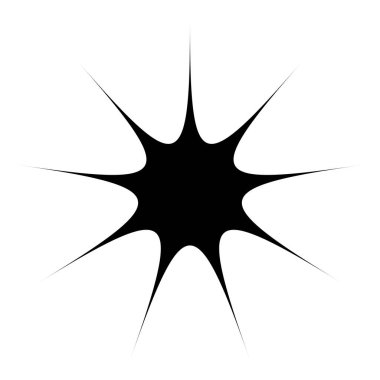 Siyah radyal yıldız patlaması, güneş patlaması benzeri element, tasarım şekli vektörü