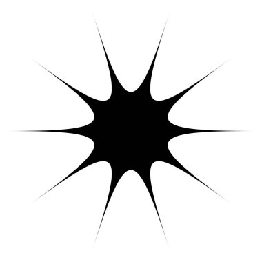 Siyah radyal yıldız patlaması, güneş patlaması benzeri element, tasarım şekli vektörü