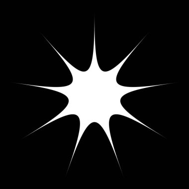 Siyah radyal yıldız patlaması, güneş patlaması benzeri element, tasarım şekli vektörü