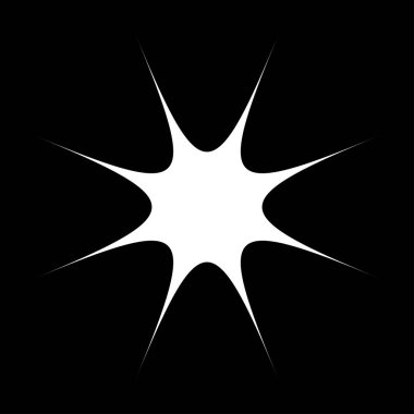 Siyah radyal yıldız patlaması, güneş patlaması benzeri element, tasarım şekli vektörü