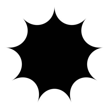 Siyah radyal yıldız patlaması, güneş patlaması benzeri element, tasarım şekli vektörü