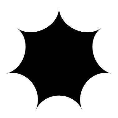 Siyah radyal yıldız patlaması, güneş patlaması benzeri element, tasarım şekli vektörü